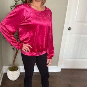 Anthropologie Maeve Candace Pink Velvet Top Women’s Size Medium
